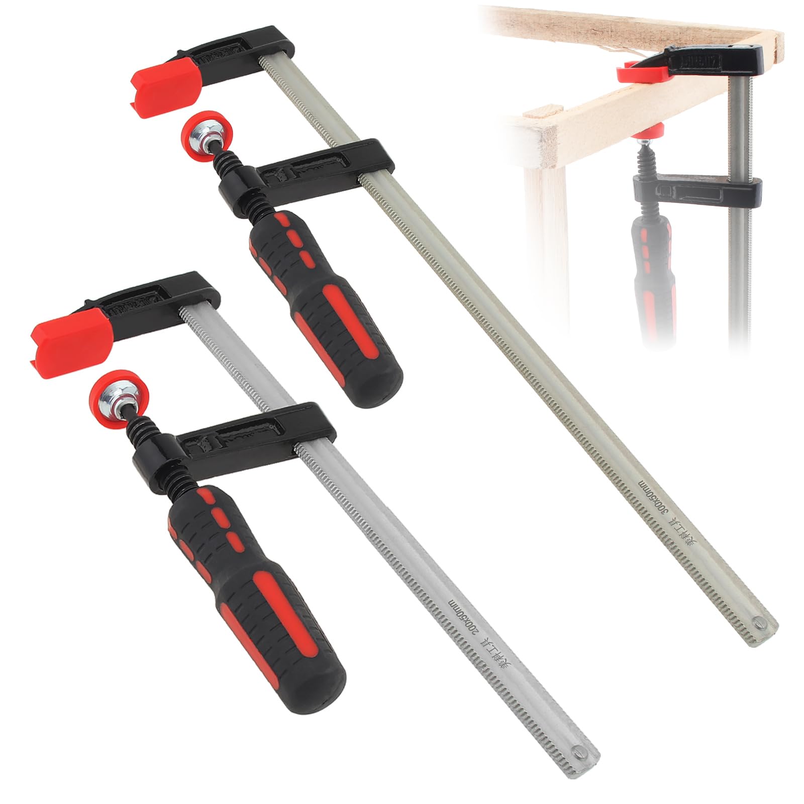 Set di 2 morsetti per barra in acciaio, 20,3 cm e 30,5 cm, morsetti a F tedeschi a forma di F, morsetti a F leggeri per la lavorazione del legno