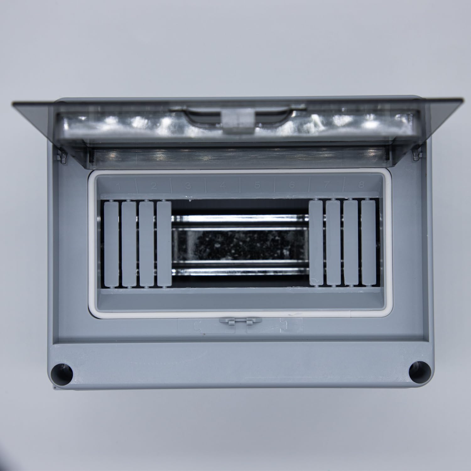 Scatola di protezione di distribuzione IP65 impermeabile, scatola interruttore automatico a 8 vie con guida DIN, copertura trasparente in plastica ABS per montaggio a parete per interni ed