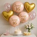 AMFIN® (Pack of 7) Sweet 16 Birthday Decoration Girls 16th Birthday Decoration 16th Birthday Balloons Foil Party Supplies gallery image