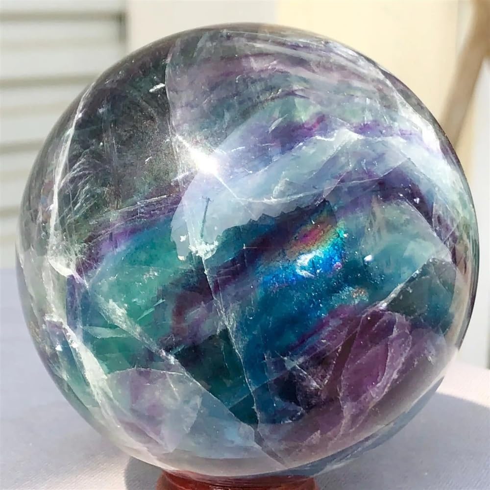 BKGWCSOR Stone Fluorite Ball Quartz Crystal Sphere(Size:700-750g)
