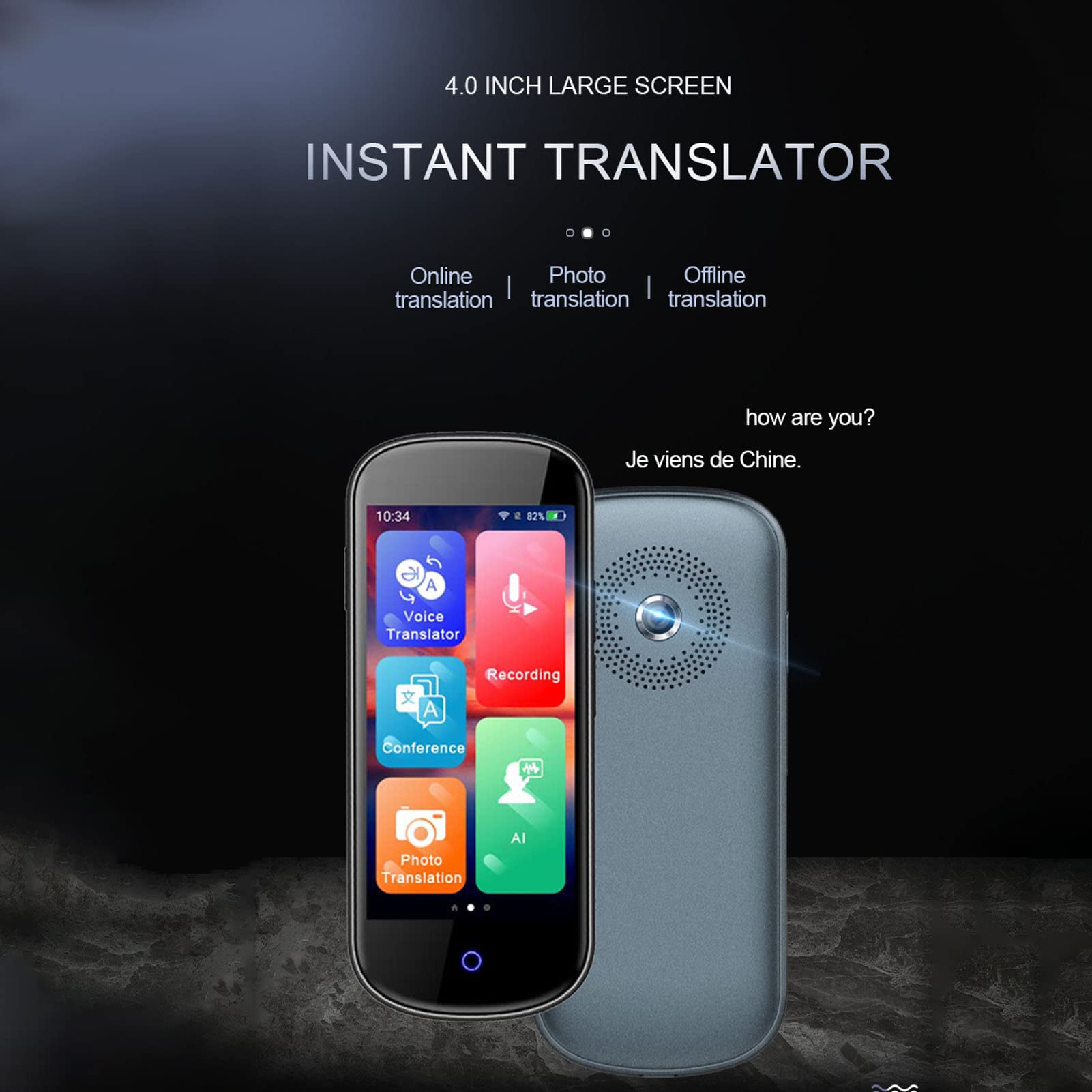 Traduttore Intelligente, Interpreti Vocali Portatili, Dispositivo di Traduzione Linguistica in Tempo Reale, Supporto per la Traduzione Online 128 Lingue, Touchscreen HD da 4.0 Pollici