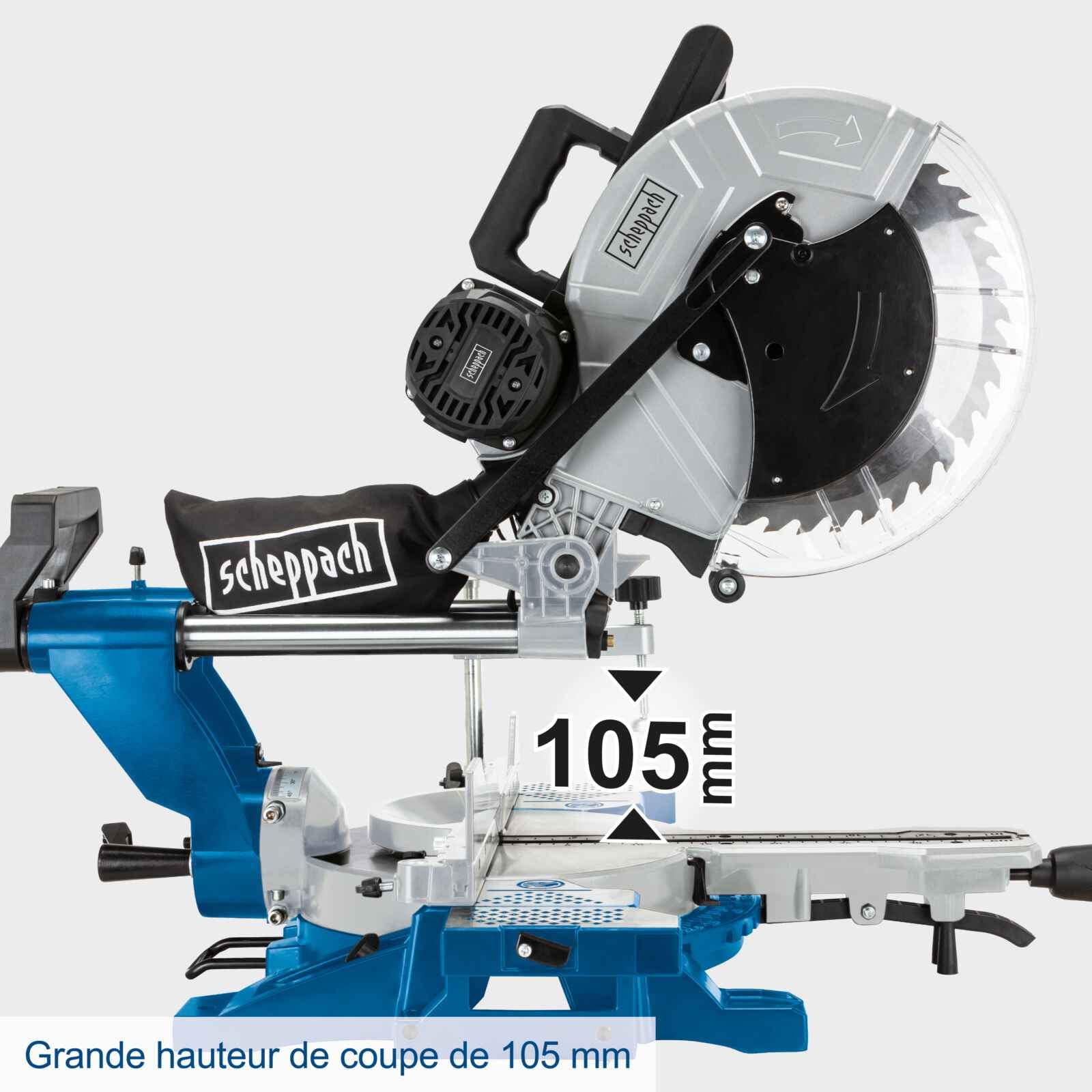 Scheppach Scie à Onglet Radiale HM140L 2000W 330mm 105mm Lame Ø305mm Double inclinaison Laser