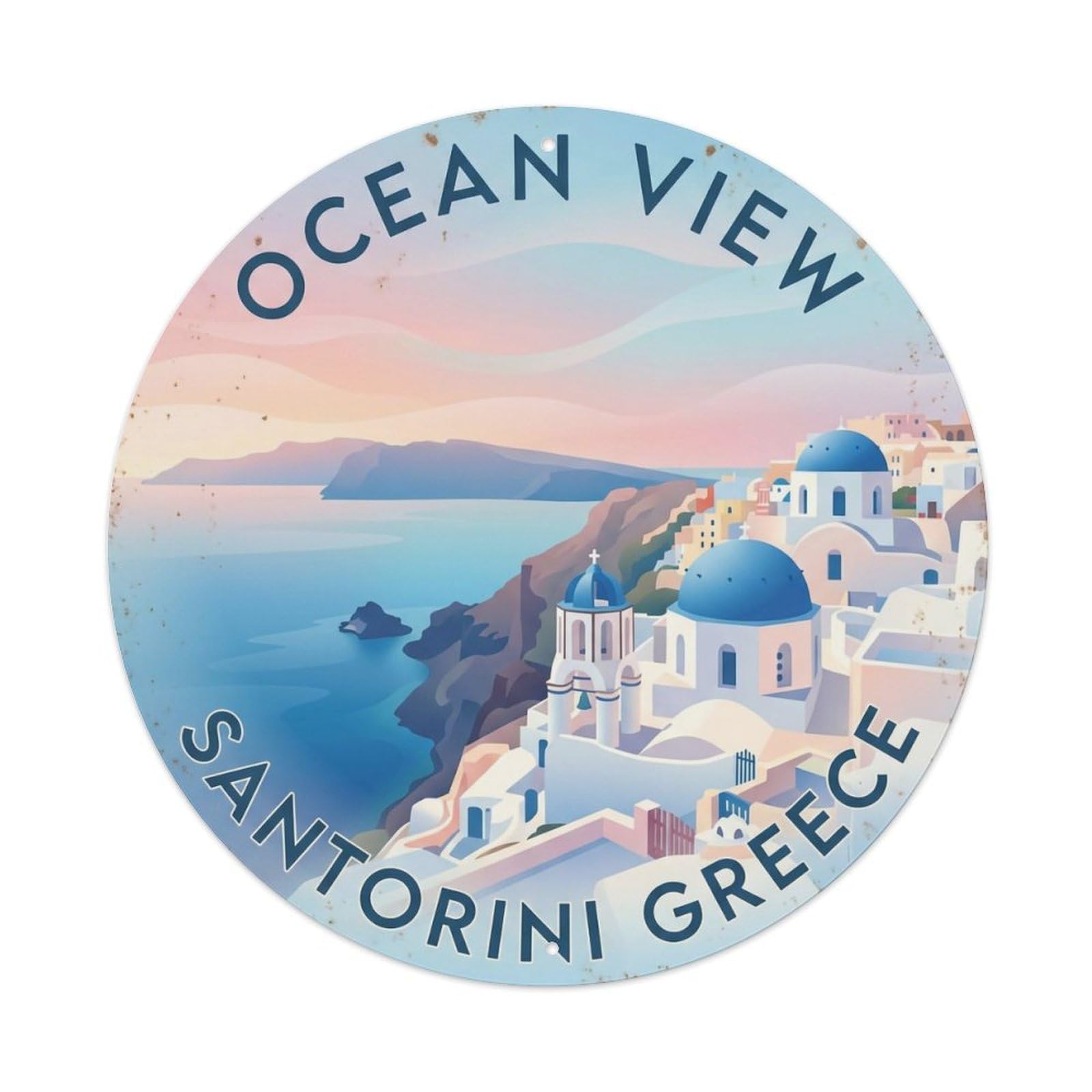 Vintage Travel Ocean Santorini View Metal Tin Sign