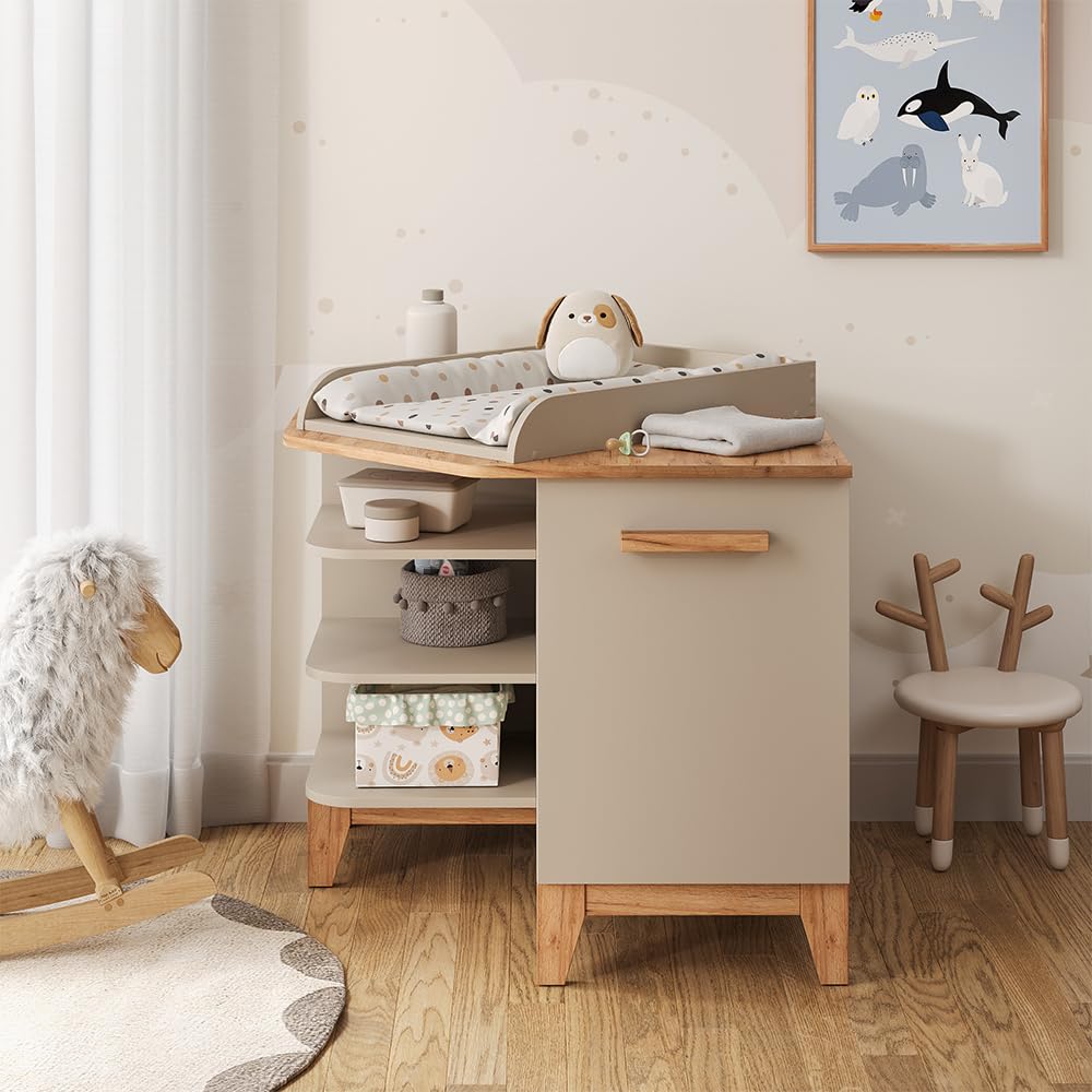 VitaliSpa Cambiador Malia, Cachemira/Artesanal, 85 x 85.2 cm | con puerta, cambiador extraíble para uso como cómoda de esquina