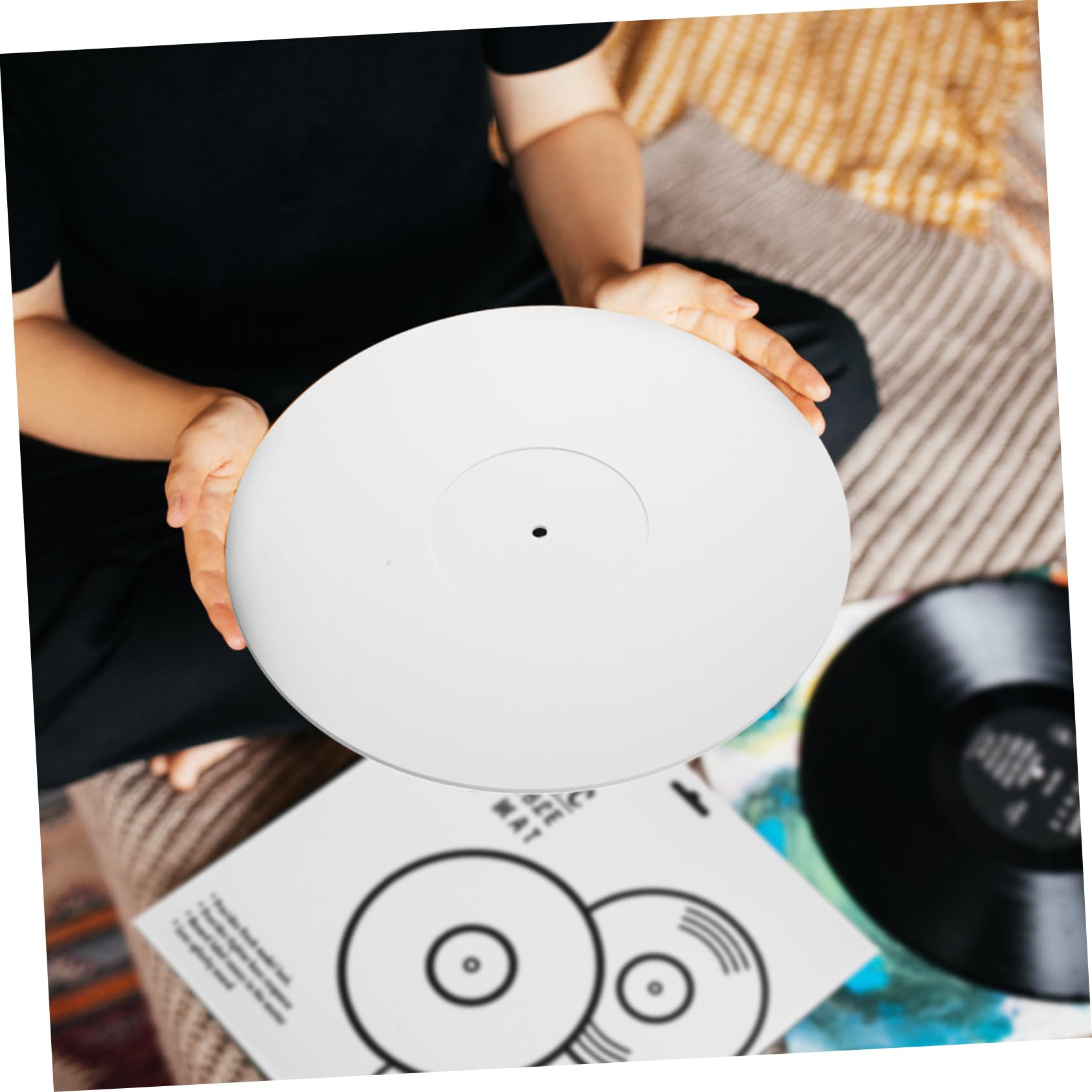 Alfombrilla Acrílica Antiestática y Que Reduce Vibraciones para para Tocadiscos de 12 Pulgadas Complemento Adecuado para Discos de Vinilo y Plato Giratorio