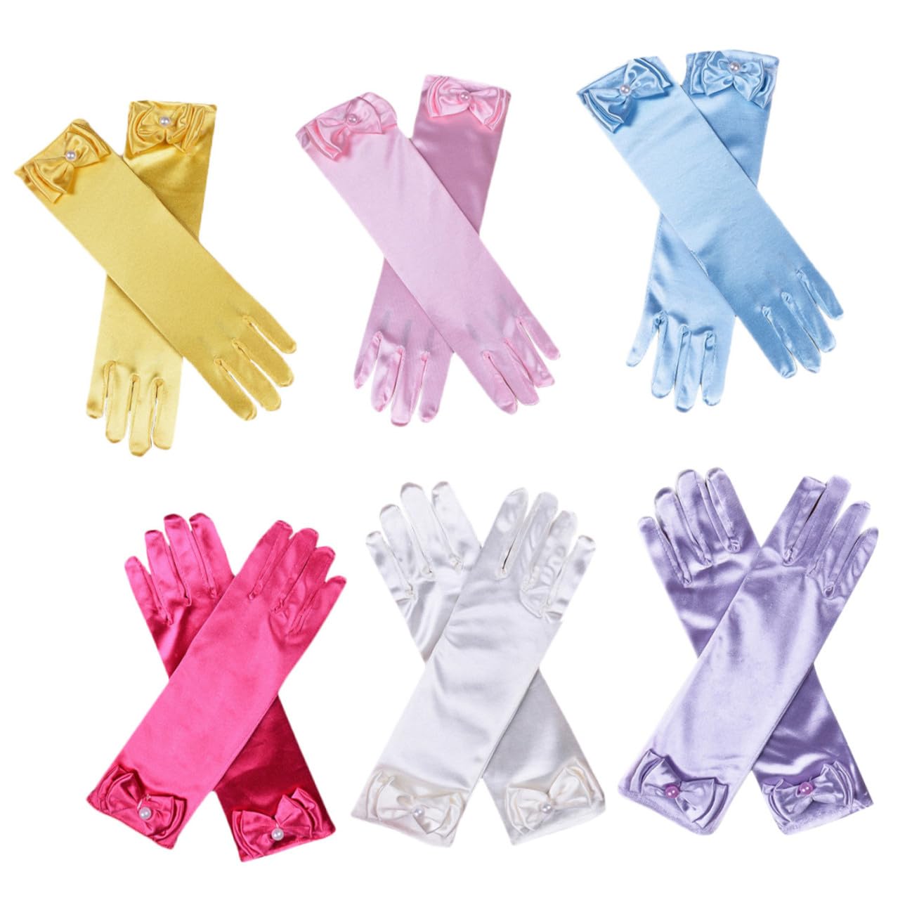 Guantes largos de comunión y boda infantil complemento de satén para vestidos de gala 8
