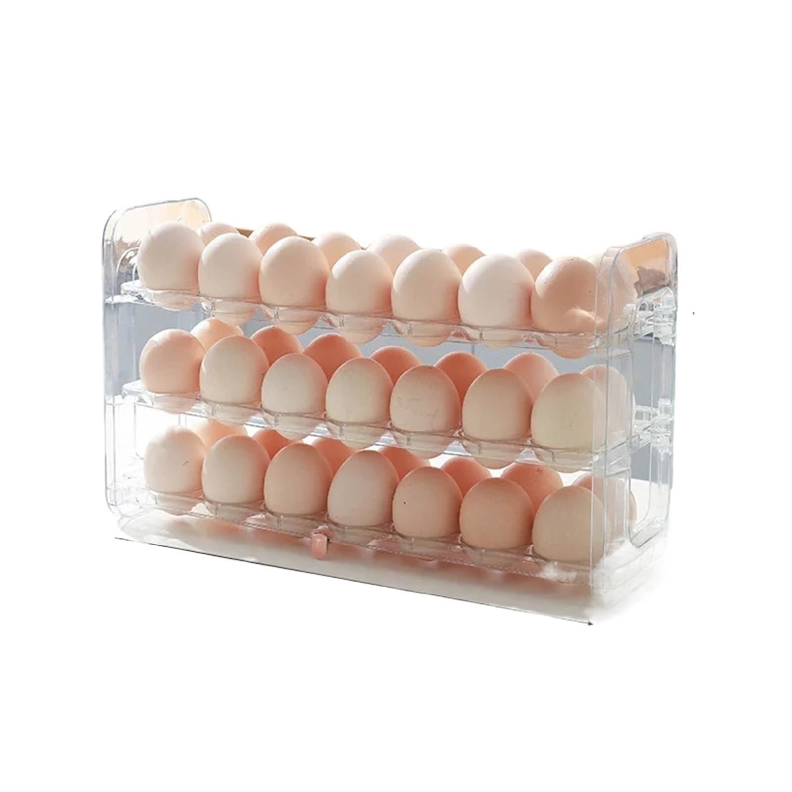 Soporte for Huevos Tipo abatible, Caja for el frigorífico, Estante de plástico for Huevos, Organizador, contenedor de Alimentos, Bandeja, Accesorios de Cocina(Transparent Large)