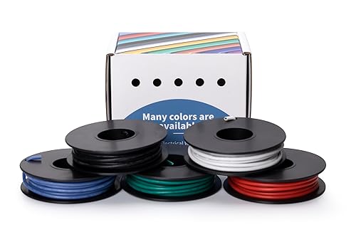 Cable eléctrico de 20 AWG calibre 20, alambre de cobre estañado de silicona, UL3239, flexible, -60  392.0 F 3kv, 5 colores, 16.4 pies cada cable