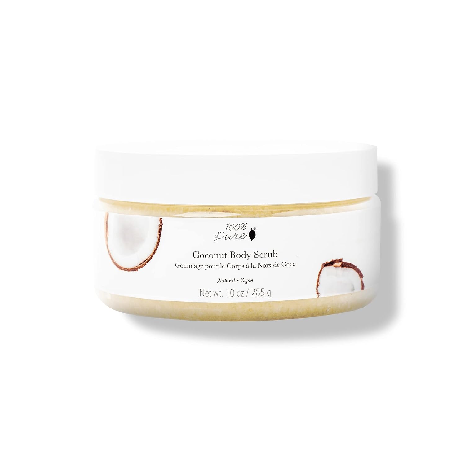 100% PURE Coconut Body Scrub Exfoliating Deep Cleanse with Sea Salts & Nourishing Oils - Natural Deeply Moisturizing Skincare - Vibrant Radiant Skin Restore & Pore Cleanser - Vegan - 10oz