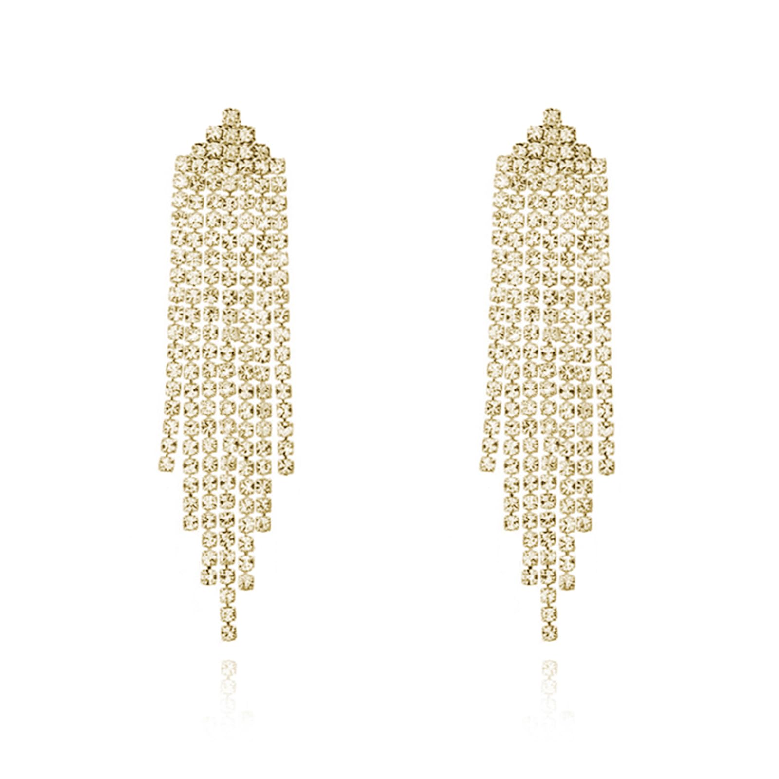 Rhinestone Earrings Dangling for Women Sparkly Silver Dangle Earrings Girls Long Chandelier Earrings Tassel Lightweight Ear Studs Cubic Zirconia Crystal Statement