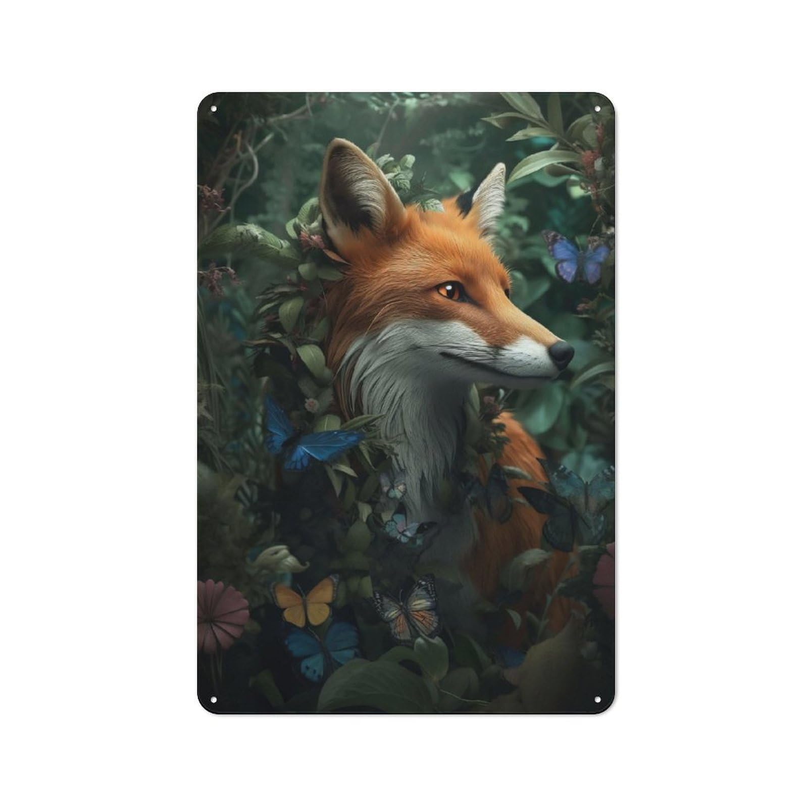 Junmoney Magical Whimsical Fox Decorative Tin Plaque 30X20cm, Vintage Bar Wall Plaque For Bar, Kitchen, Garage Or Games Room