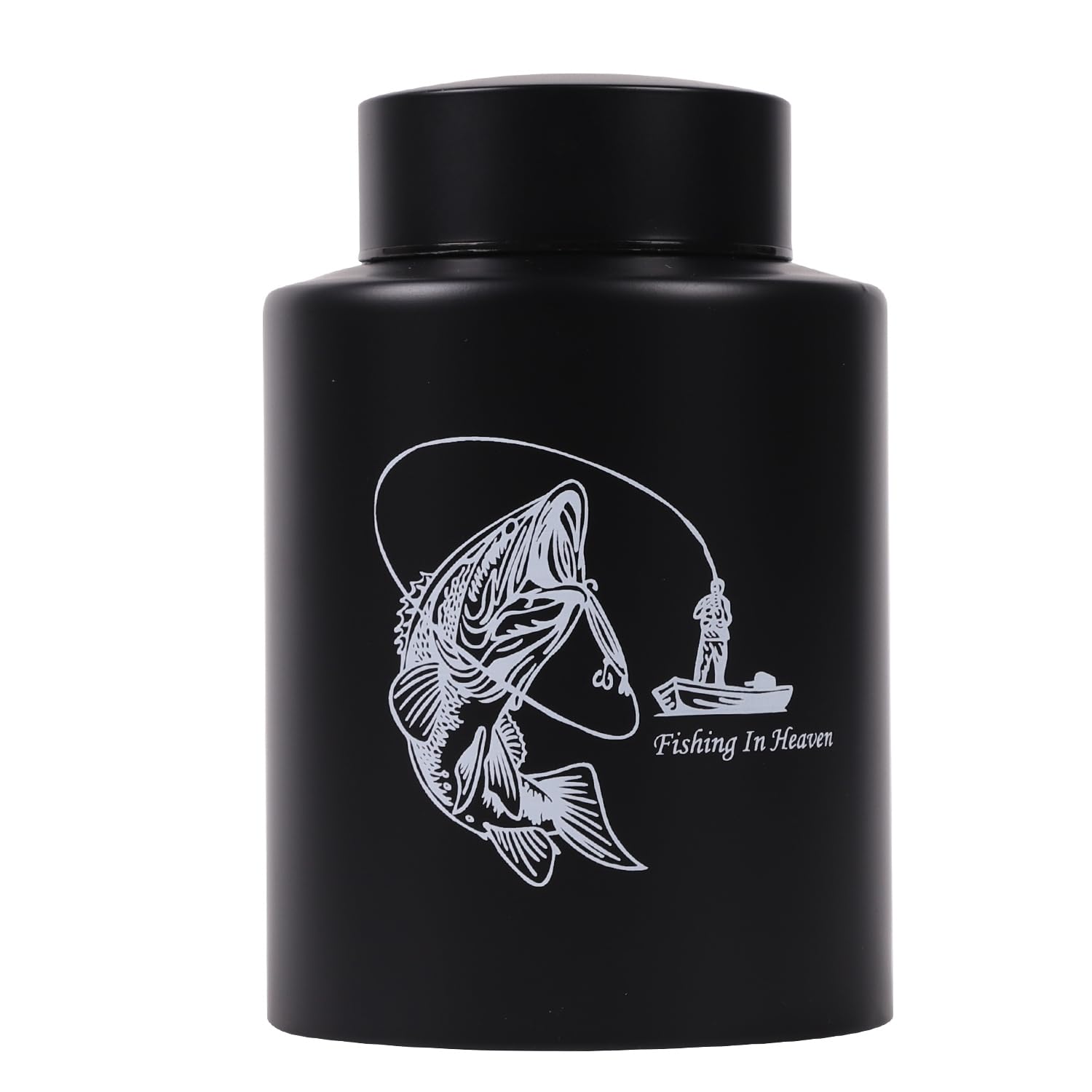 Medium Urns for Human Ashes Up to 60 Cubic Inches Medium Sized Urns for Ashes Adult Male Female Keepsake Cremation Urns for Ashes Stainless Steel (Fishing, Black) — image 1