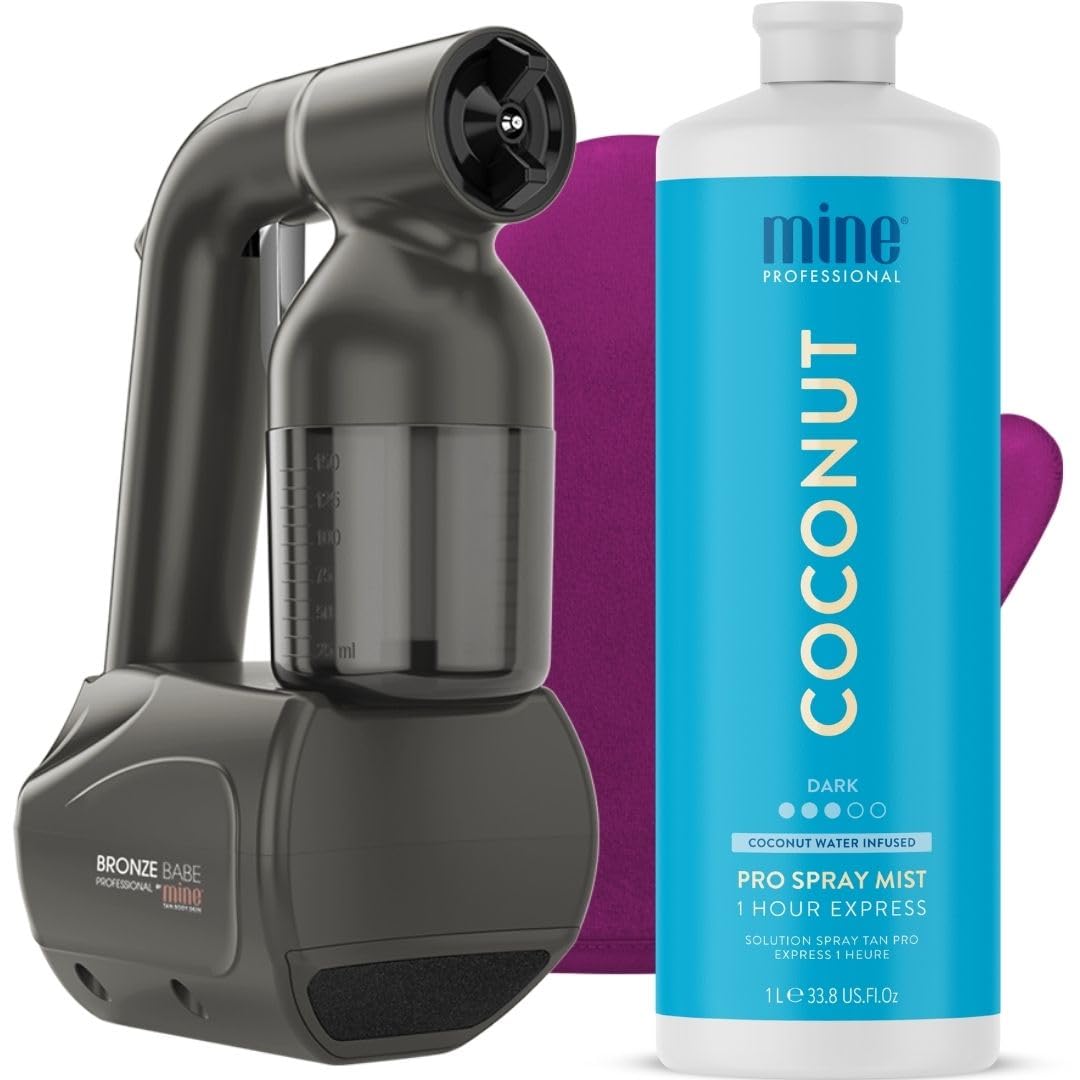MineTan Spray Tan Solution | Bronze Collection - Dark Sunless Tanning Solutions for a Bronzed, Glow Skin Finish, Fast Dry, Hydrating, Coconut Scented, Salon Pro Formula Fake Tanner Mist, 33.8 Fl Oz