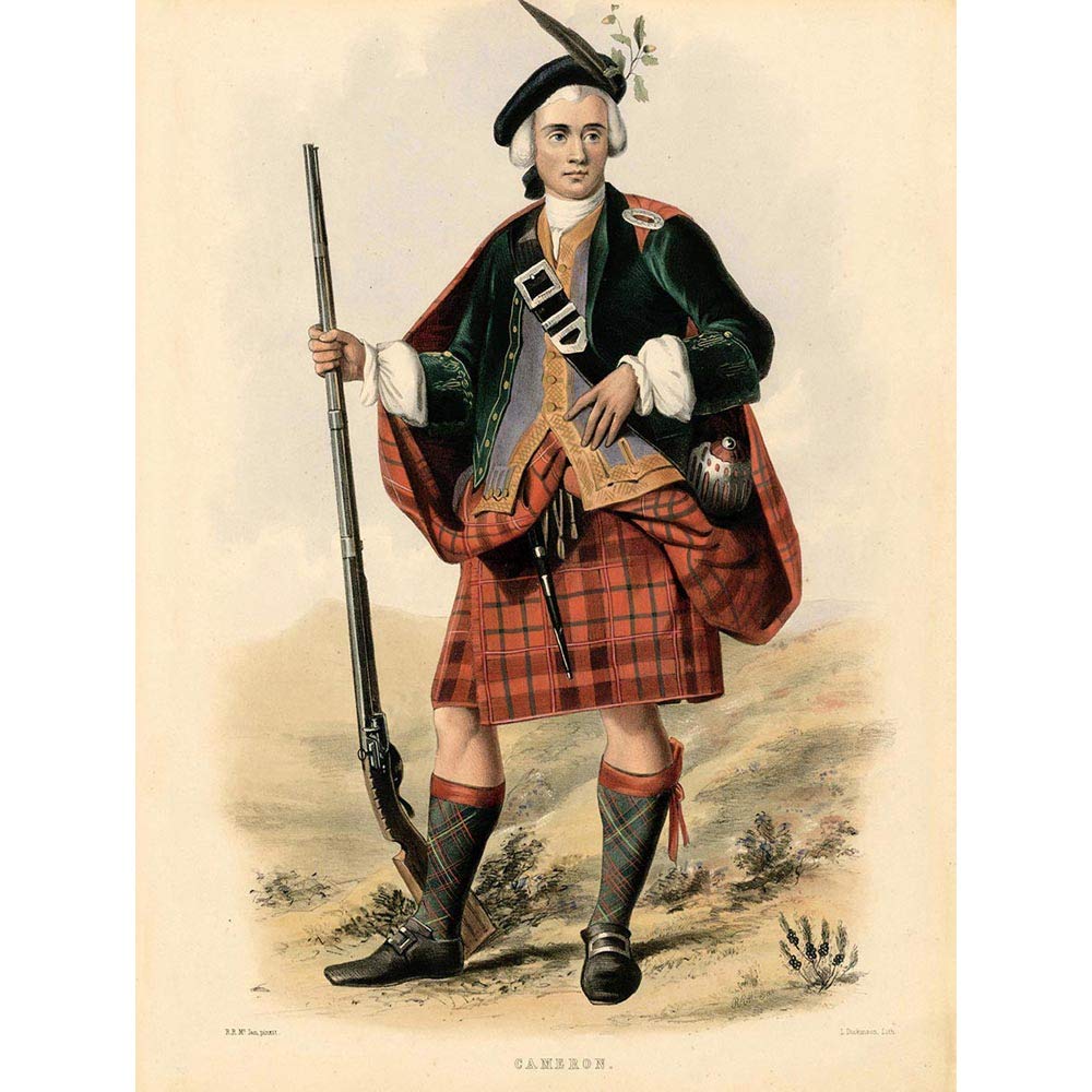 Wee Blue Coo Painting Portrait Highland Clan Scotland Tartan Cameron Art Print Poster Wall Decor 12X16 Inch