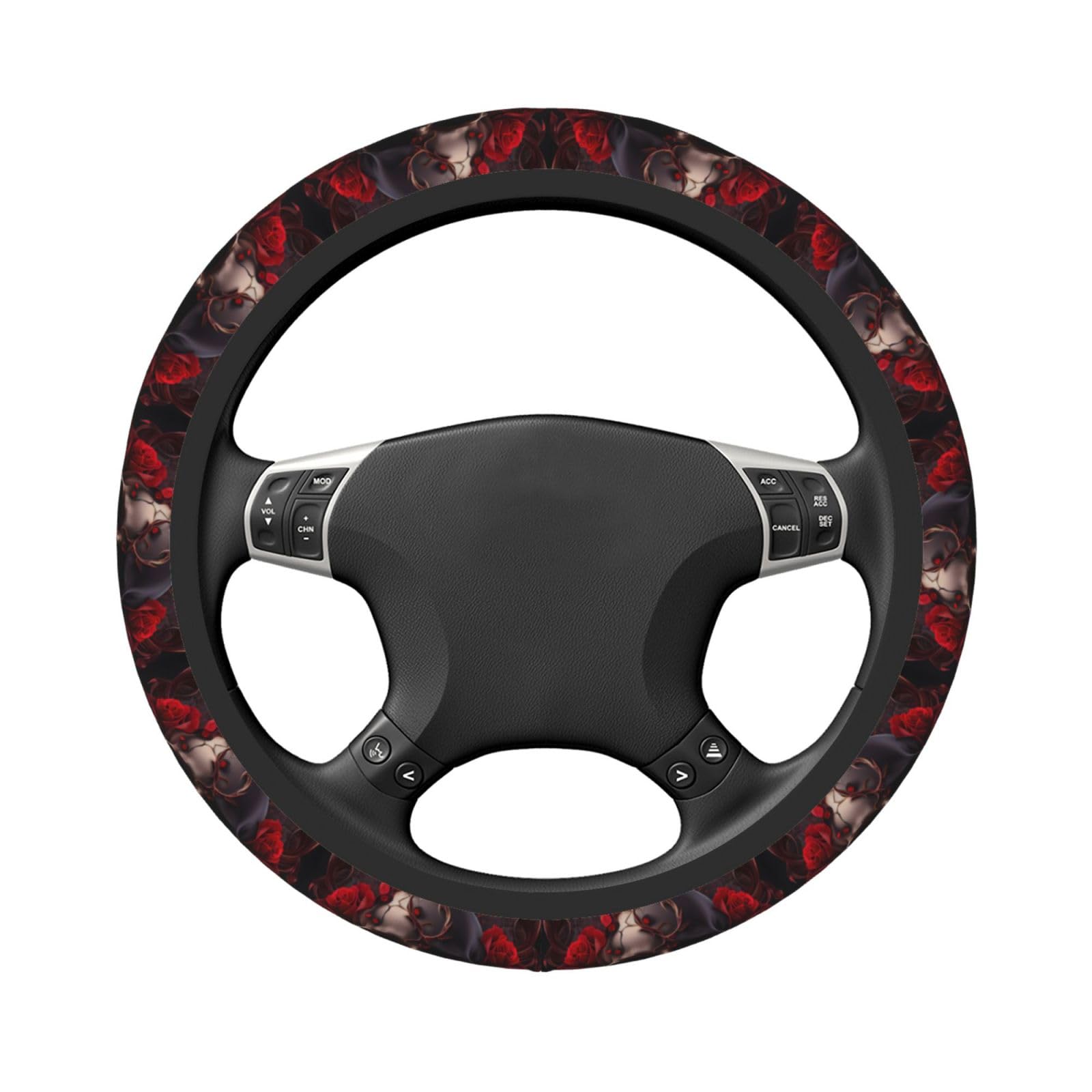 Subily Gothic Rose Blood Skull Universal Steering Wheel Covers, Cute Car Accessories for Women Girls Car Truck