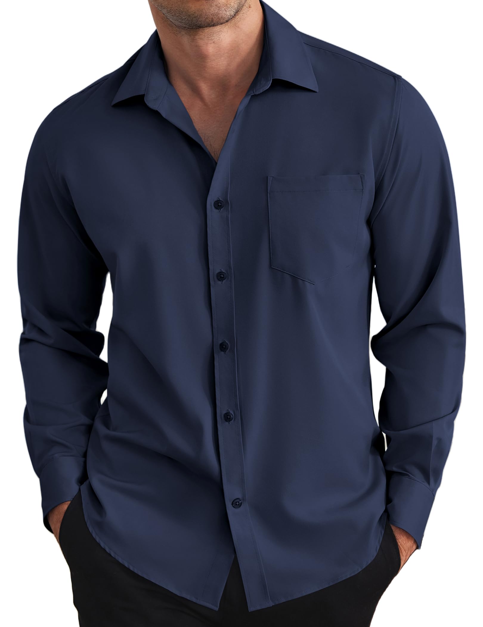 COOFANDY Hemd Herren Langarm Freizeithemden Business Hemd Regular Fit Button Down Hemden mit Brusttasche
