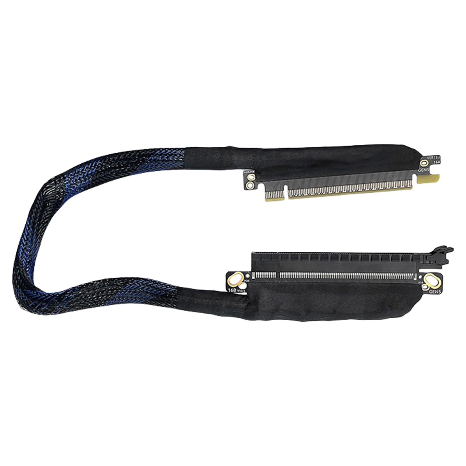 Jazuaiao Loss PCIe5.0 X16 Left Exit GPU Extension Cord 180 Degree Turn Design with Abrasion Resistant Meshes Harness Risers