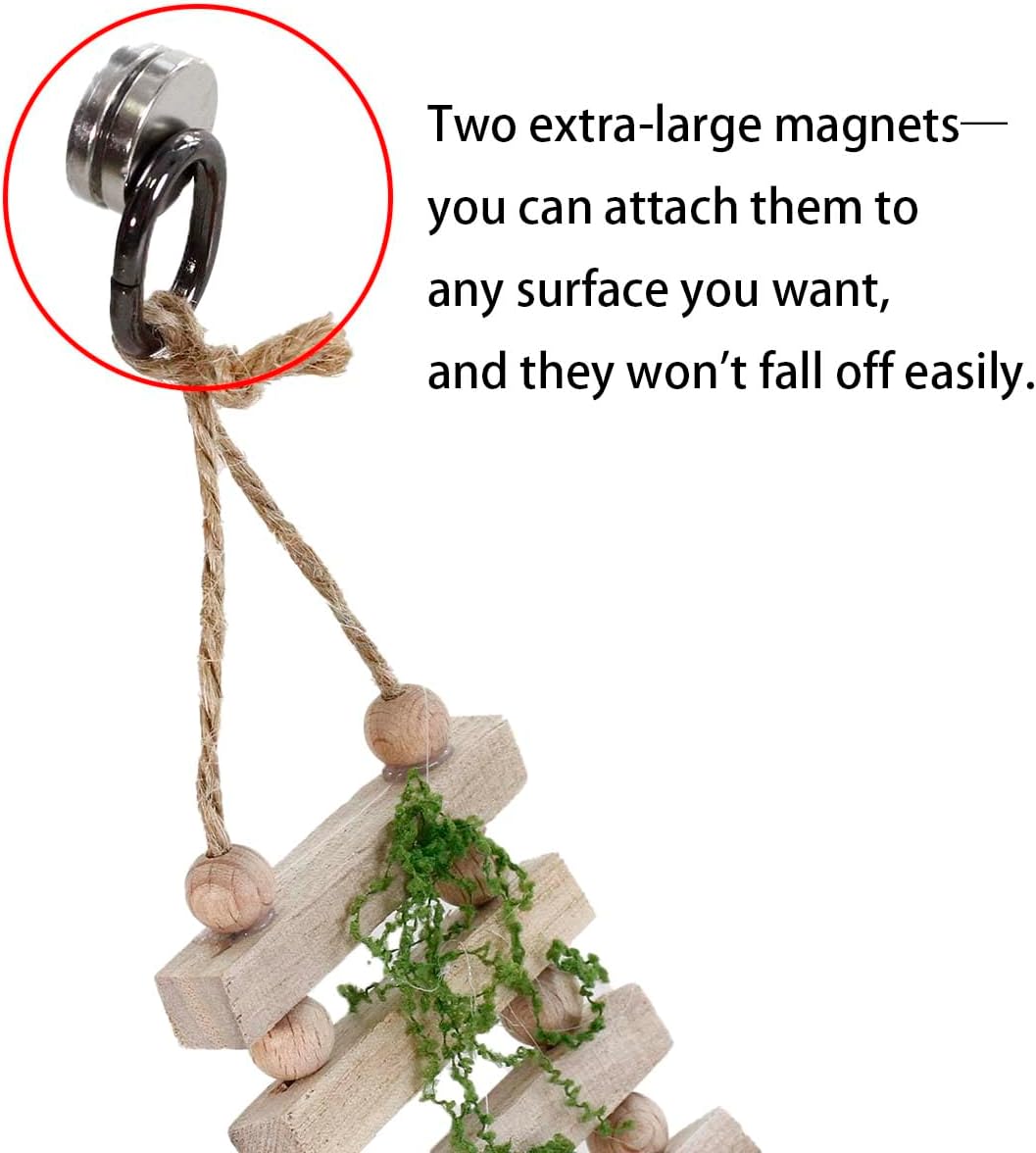 Jumping Spider Enclosure Accessories Magnetic Jumping Spider Rope Bridge with Artificial Moss Handmade Rectangular Solid Wood Suspension Bridge (Natural Wood Color) image 2