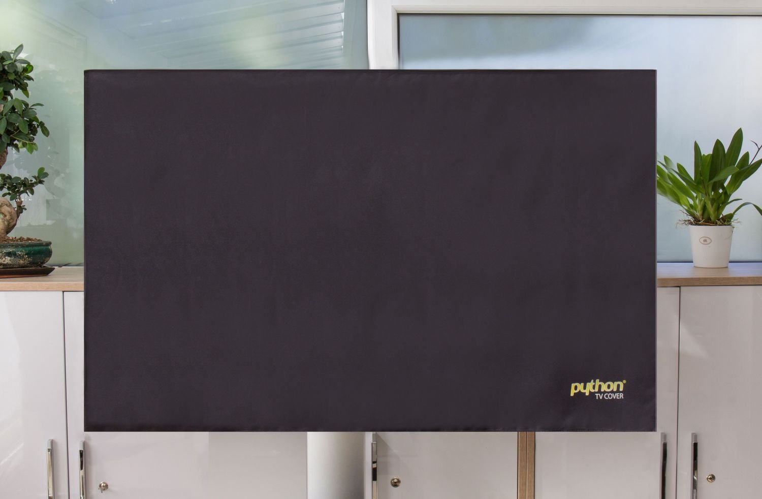 Python TV-Cover - 58" bis 60" Zoll - wetterfeste Schutzhülle für TV / Fernseher und Monitor | Indoor/Outdoor | 140x89 cm - schwarz