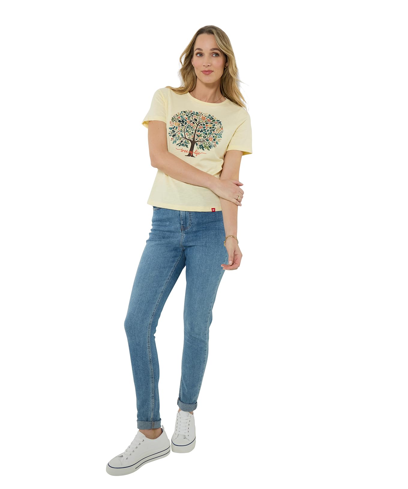 Joe Browns Women's Floral Tree Print Graphic Tee, Regular, Yellow, UK 8