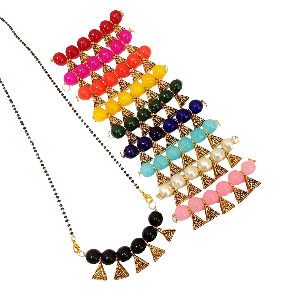 Swaroop Designer Combo Mangalsutra Set 10 Pendant Changable Multicolour Navratri Colourfull 18 Inch Short Chain (Combo 4) (B09GBB8LCV) Amazon Price History, Amazon Price Tracker
