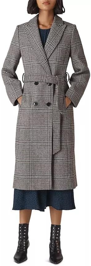 WHISTLES Penelope Belted Check Coat USA Women Size 8