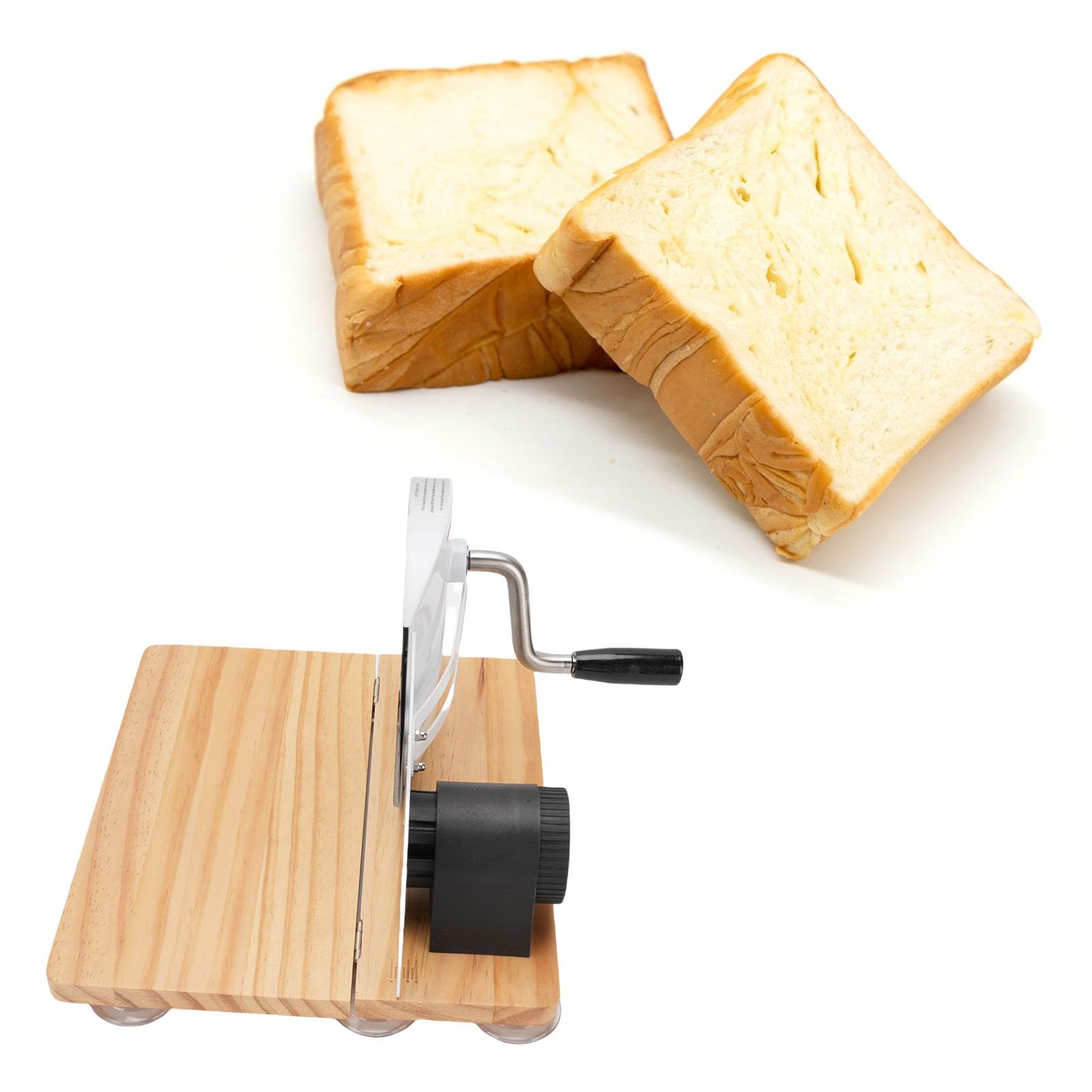 Cocoarm Ręczna Krajalnica do Chleba Korba Ręczna ze Stali Nierdzewnej i Drewna Kompozytowego Krajalnica do Chleba 9,8 X 11 Cali Podstawa z przyssawką Ergonomiczny Uchwyt dla Domowych Piekarzy