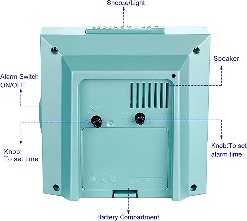 Miniatura 5 de Reloj despertador analógico retro vintage de 4.7 pulgadas, reloj súper silencioso sin tictac con luz manual, repetición, funciona con pilas, diseño