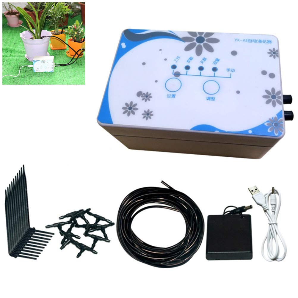 Kit de Riego Automático por Goteo, de Riego Automático para Plantas en Macetas, Batería de Litio Recargable con Flechas de Goteo, Regadera de Plantas de Vacaciones para Jardín y Patio