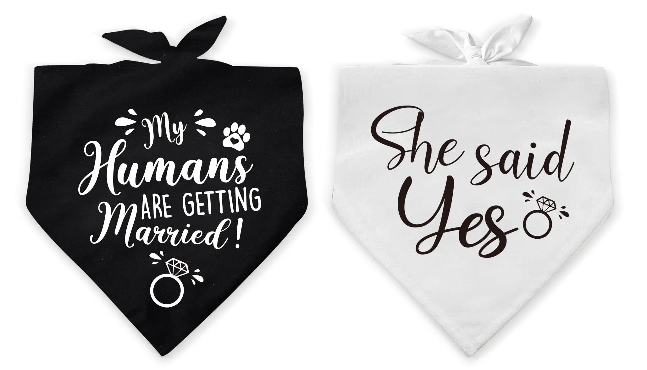 KISJO 2 Pack My Humans are Getting Married She Said Yes Dog Bandana, Funny Pet Triangle Scarf Bandanas Wedding Engagement ...
