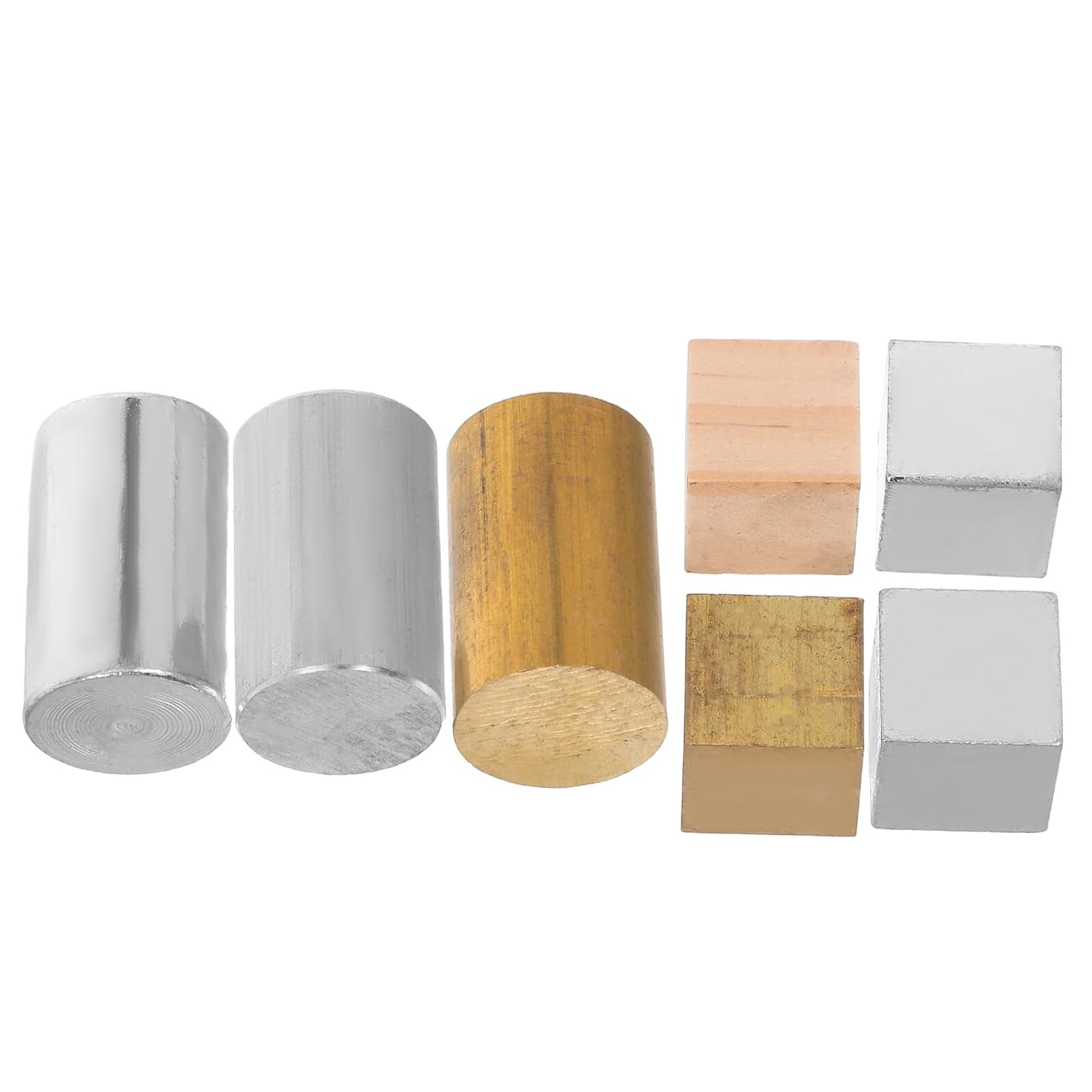 7pcs Metal Density Cubes and Cylinders for Chemistry Lab
