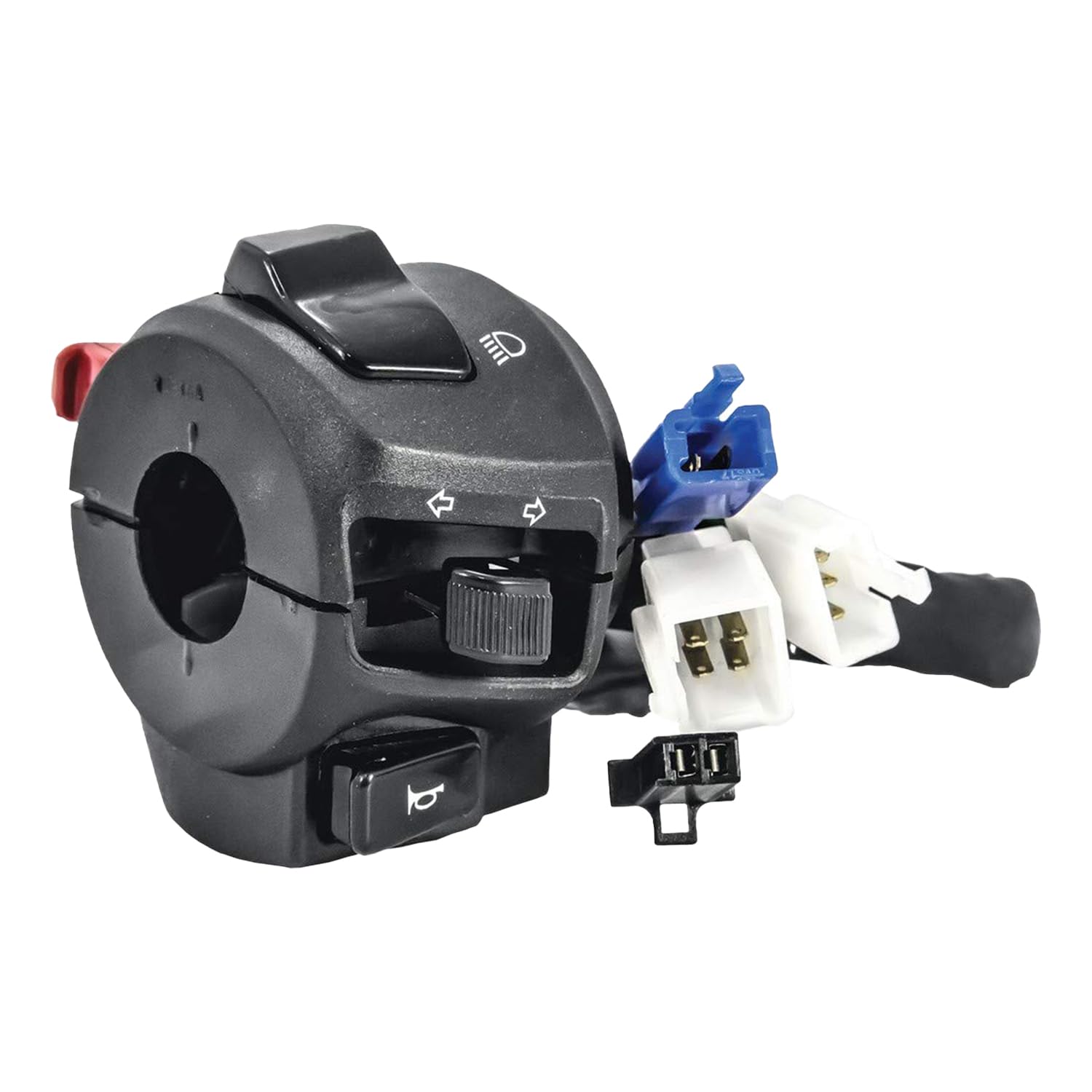 "Uno Minda SW-0639A-M01 Handle Bar Switch (Left Hand Side) With Self Start- 2 White Coupler(4,3 Pin), 2 Pin Blue Coupler, 2 Pin Black Coupler For Yamaha R-15 version 2.0"