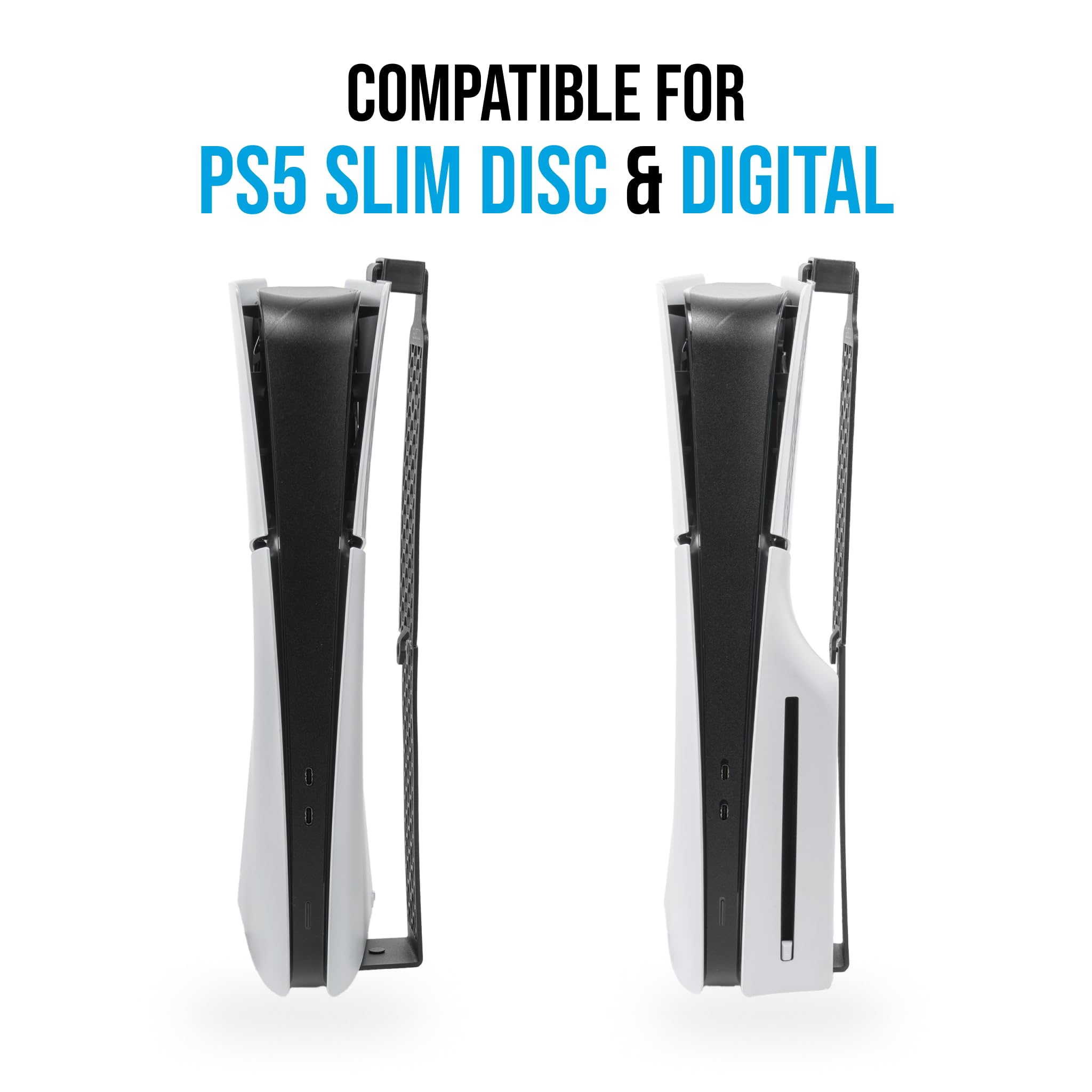 Glistco Steel Wall Mount For PS5 Slim - Compatible With Disc & Digital Editions, Vertical Mount Only