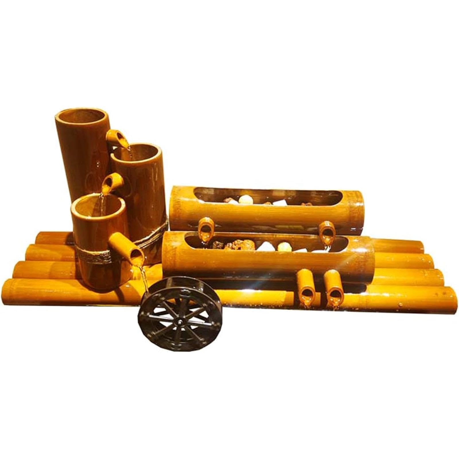 asdchZen Bamboo Fountain With Water Pump, Feng Shui Zen Garden Water Feature, Outdoor Decorative Fountain Ornament, Circulating Filter For Fish Tank Pond, For Lawn Backyard Patio,A-27.6in