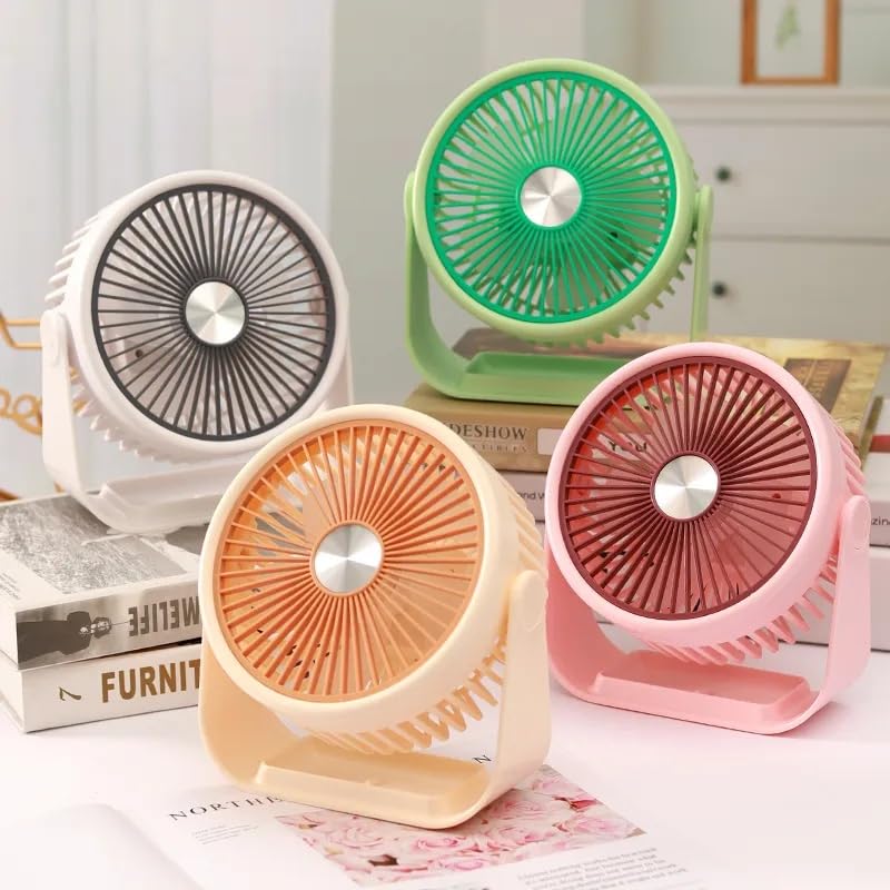 Image of Desidiya USB Rechargeable Mini Desk Fan, Portable Quiet Table Fan, Beige | USB rechargeable mini desk fan with quiet airflow, adjustable tilt and portable design for home, office & travel.