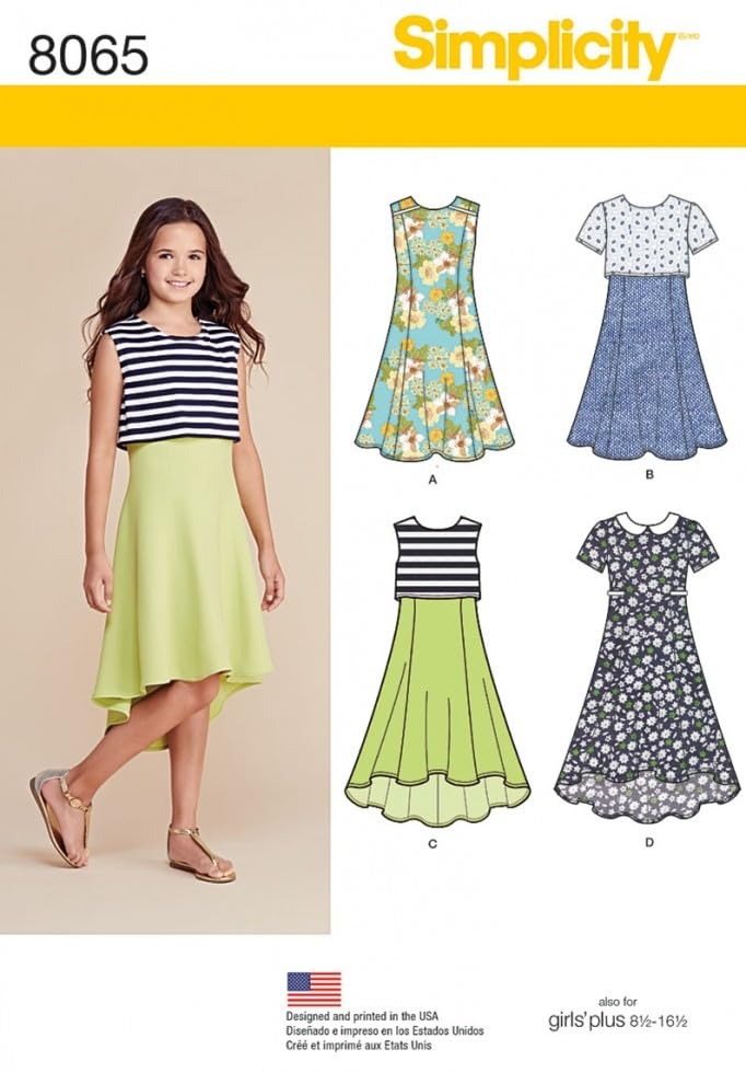 Simplicity Girls Easy Sewing Pattern 8065 Dresses & Over Bodice