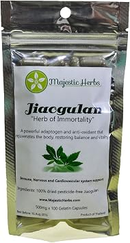 Jiaogulan Capsules Gynostemma Pentaphyllum Organically Grown | Improve Overall Health | Longevity Antiaging 100% Crushed Leaf 100x500mg