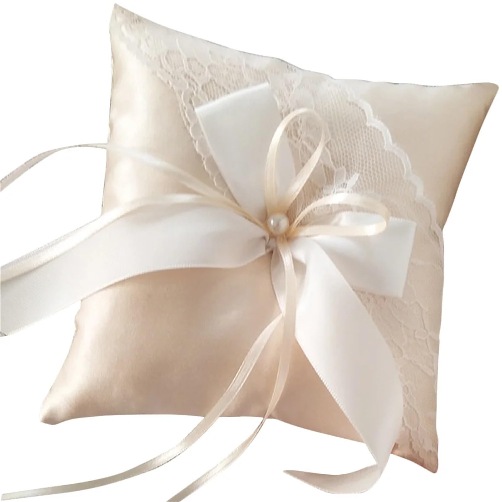 CGRSDSD Ring Bearer Pillow Bridal Ring Pillow Pearl Bracelet Wedding Party Ornament Pocket Silk Cotton Bride