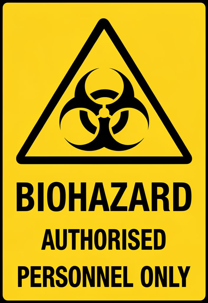 peiyeety Biohazard Authorised Personnel Only Tin Sign 12x8 Inch, Yellow & Black Warning Metal Wall Decor Plaque for Lab, Garage, Workshop, Man Cave, Office Door, Gift Idea