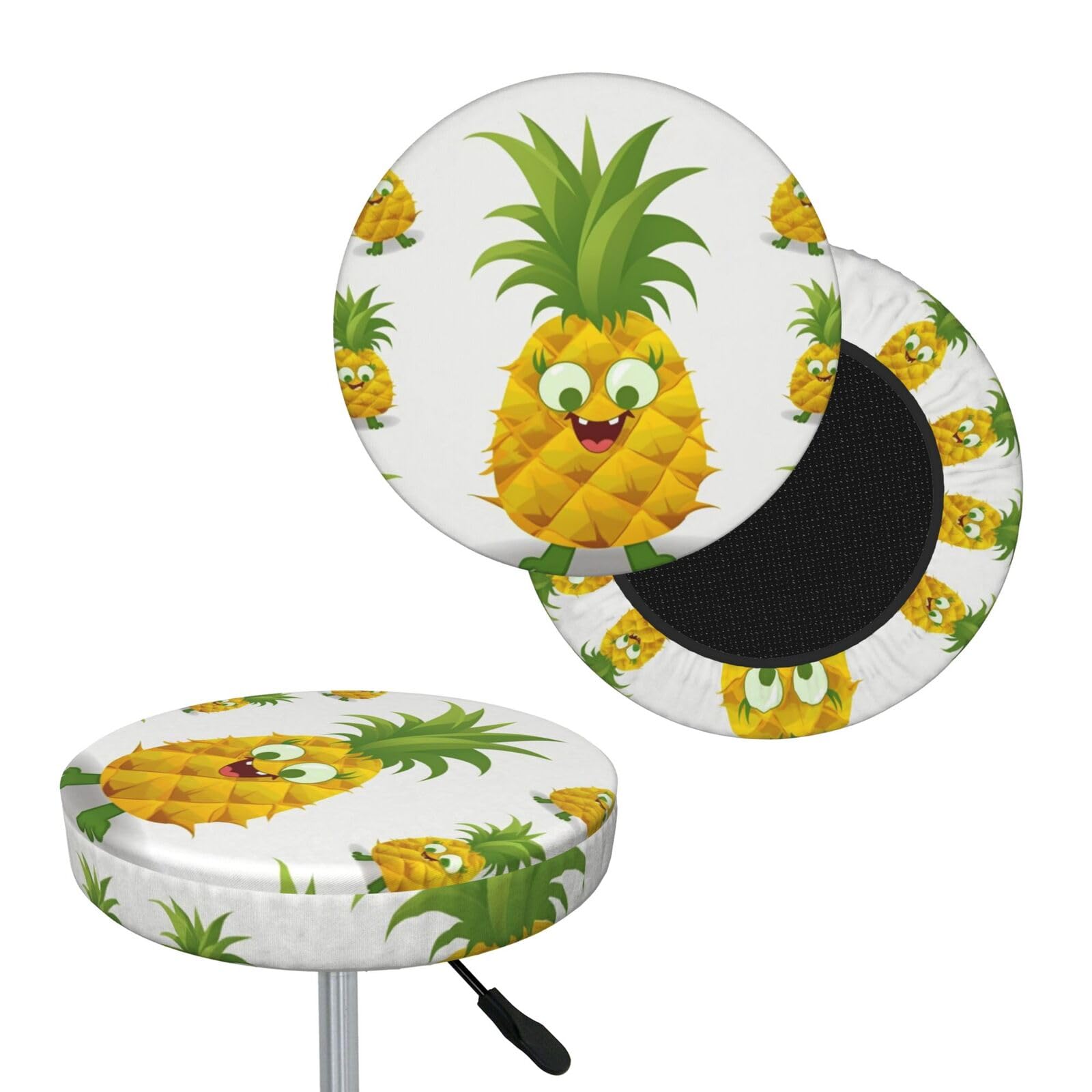 NONHAI Pineapple Bar Stool Cover Round Elastic Stool Cushion Covers Dustproof Bar Chair Cover Washable Stool Cushion Slipcover Stretch Stool Seat Covers for 12-14 Inch Chair