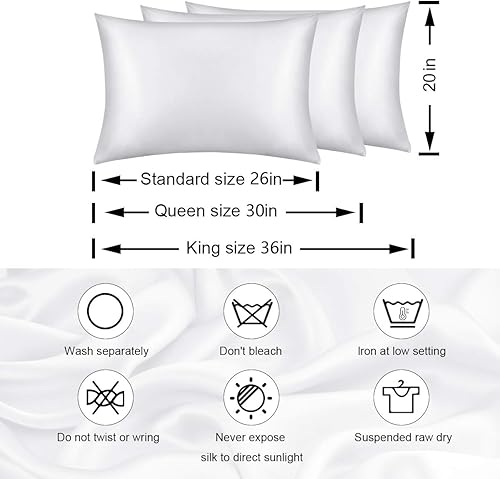 Miniatura 7 de Funda de almohada 100% seda de morera para cabello y piel, seda real de 19 momme en ambos lados, con cremallera oculta, seda pura, caja de regalo