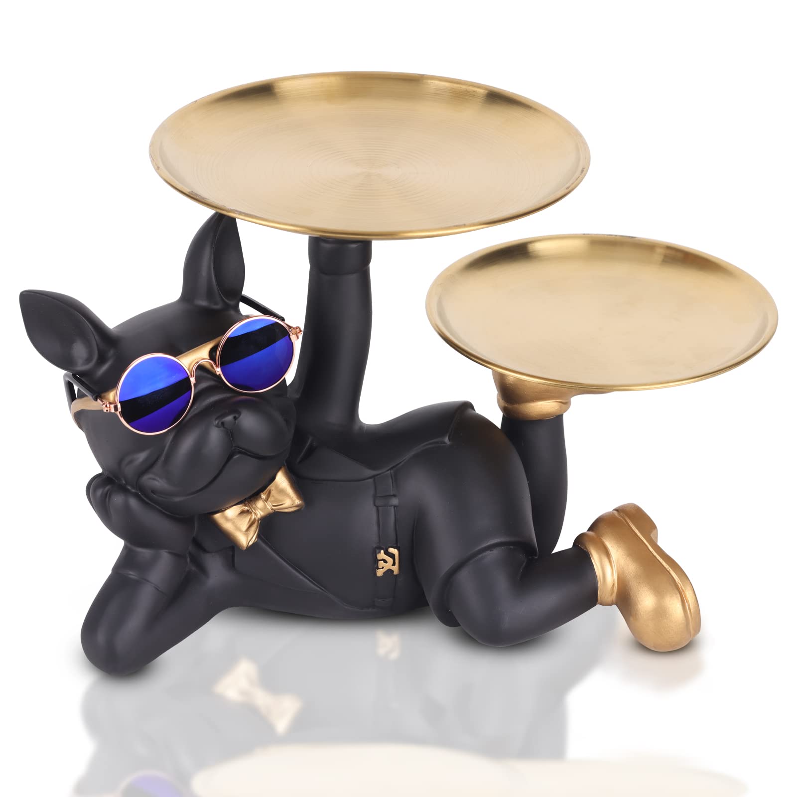 Bulldog Key Holder Bowl Creativity Key Bowl for Entryway Table - Dog Statues Home Decor, French Bulldog Statue Fun Candy Bowl, For Modern Small Object Tray, Key Tray, Candy Bowl, Cool Desk Decor