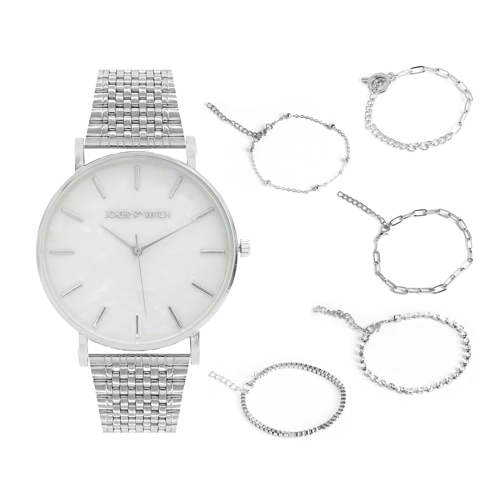 Joker & Witch Stainless Steel Women Paisley Analog Watch Bracelet Stack, White Dial, Silver Band (B0C7L84C2D) Amazon Price History, Amazon Price Tracker
