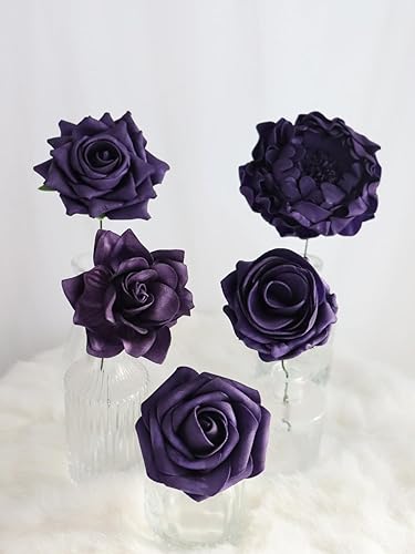 Miniatura 5 de Combo de flores artificiales, rosas polvorientas mezcladas con tallo para ramos de boda, centros de mesa, baby shower, fiesta, decoración del hogar