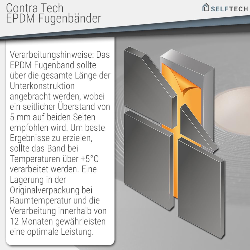 Flex EPDM Fugenband – Made in Germany – Abdichtungsband für Holz- & Metallkonstruktionen – Witterungsbeständig & UV-stabil – 20m – Langlebig & flexibel (0,8mm, 130mm Breite)