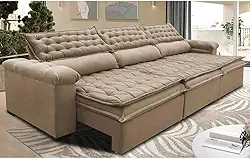 Sofá Retrátil e Reclinável 3,52m Molas Ensacadas Cama Inbox Botonê Espuma Viscoelástico Bege
