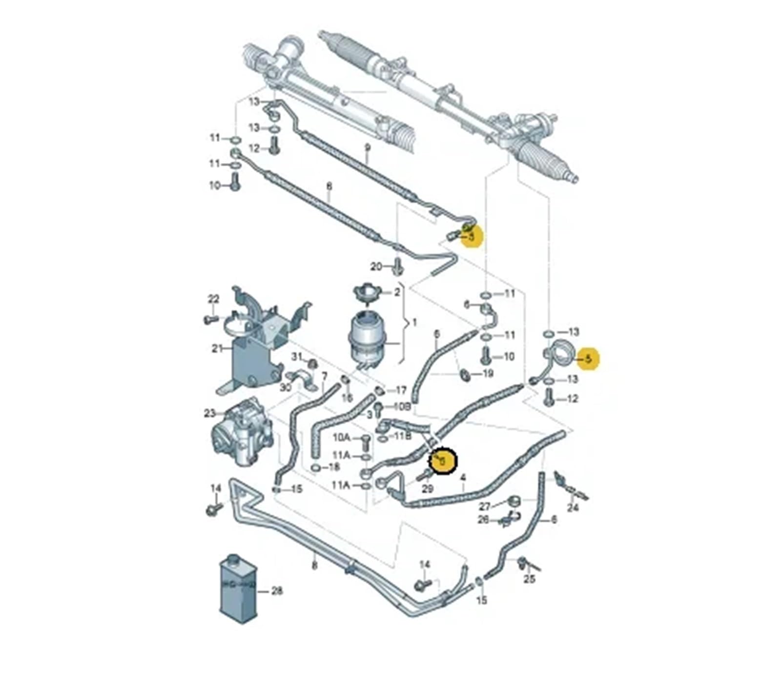 Tuyau d'huile Haute Pression pour Pompe d'assistance de Direction assistée (Conduite à Gauche) Compatible avec Audi A6 C6 S6 2.0 Essence (2009-2011) - Références : 4F1422893AR et 4F1 422 893 A