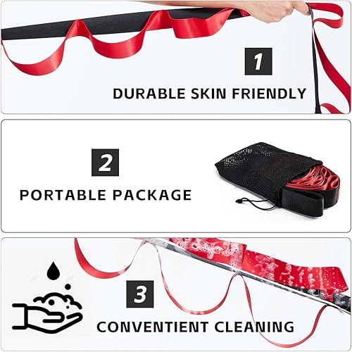 Miniatura 5 de ZHIAMZ Correa elástica de yoga para terapia física, 12 bucles correas de yoga para estiramiento, banda elástica no elástica para ejercicio y