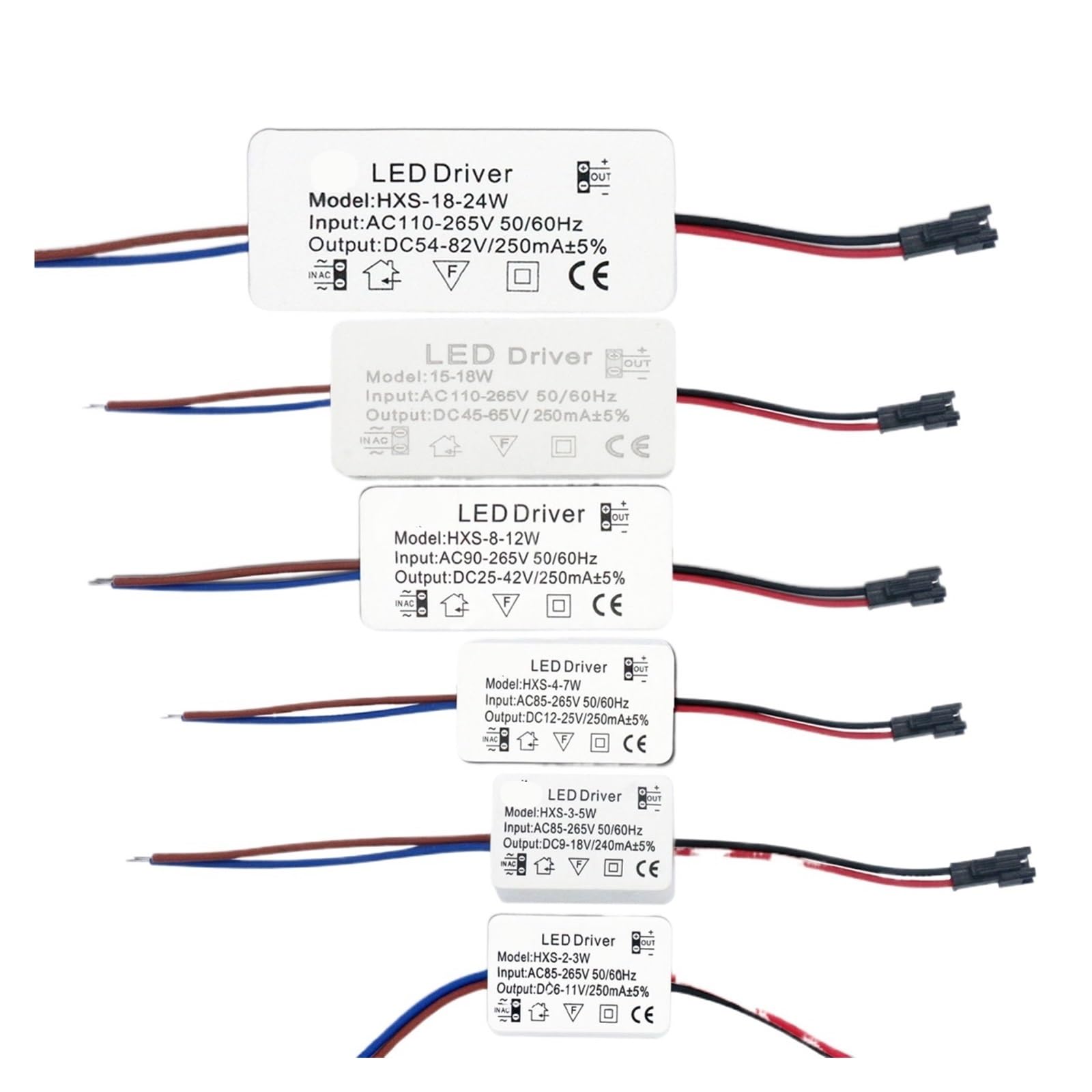 REIUAFWYGV Led driver 240-250mA 2-3w 3-5W 4-7w 8-12w 18w 20w 18-24w LED Constant Current Driver Power Unit Supply For LED Bulb Transformer(18-24W DC54-82V)