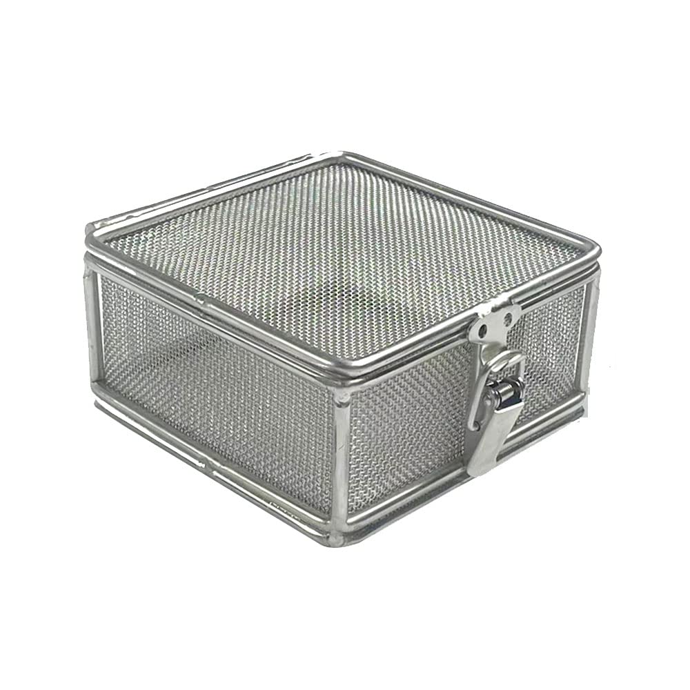 Robusto cestello per la disinfezione di Attrezzature mediche in Acciaio Inossidabile 304 con Coperchio e Serratura, per Strumenti Chirurgici Medici dentali,30x20x15CM